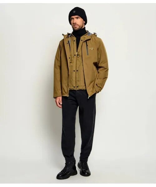 BOSS  BOSS Erkek Regular Fit Çıkarılabilir İç Bomber Ceket Detaylı Logo Etiketli Kahverengi Mont 50565203-219
