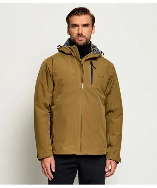 BOSS  BOSS Erkek Regular Fit Çıkarılabilir İç Bomber Ceket Detaylı Logo Etiketli Kahverengi Mont 50565203-219