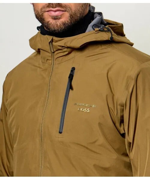 BOSS  BOSS Erkek Regular Fit Çıkarılabilir İç Bomber Ceket Detaylı Logo Etiketli Kahverengi Mont 50565203-219