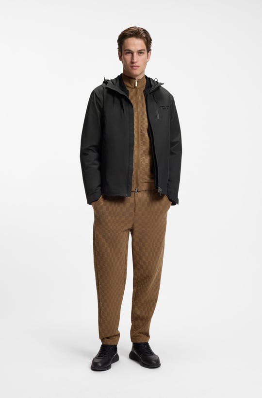 BOSS  BOSS Erkek Regular Fit Çıkarılabilir İç Bomber Ceket Detaylı Logo Etiketli Siyah Mont 50565203-001