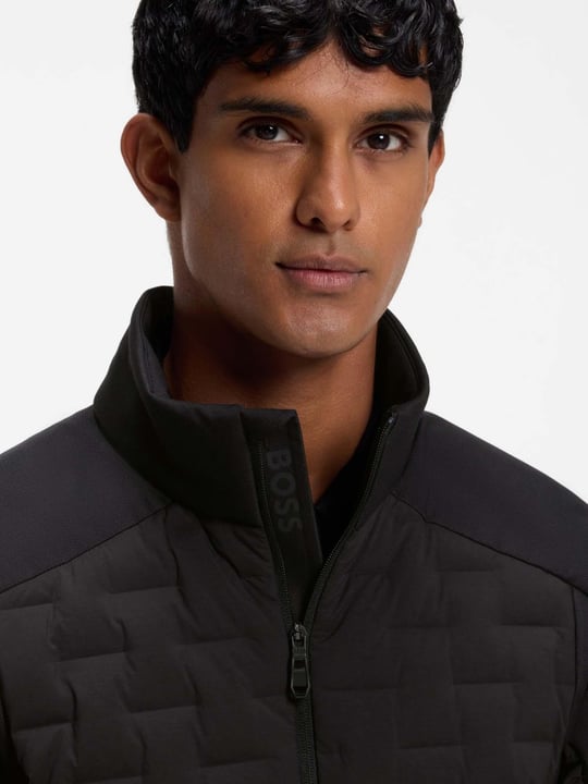 BOSS  BOSS Erkek Regular Fit Dik Yaka Çift Yönlü Fermuarlı Kaz Tüyü Siyah Mont 50561388-001