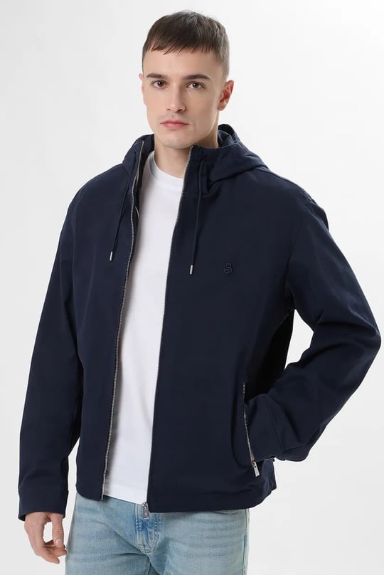 BOSS  BOSS Erkek Regular Fit Kapüşonlu Yaka Uzun Kollu Lacivert Mont 50564188-404