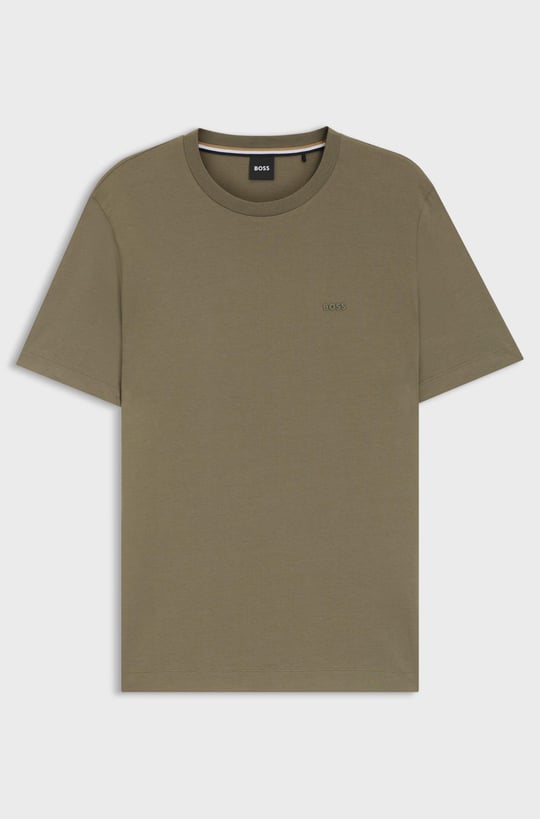 BOSS  BOSS Erkek regular fit Kısa Kollu Düz Bisiklet Yaka Haki T-Shirt 50468347-245