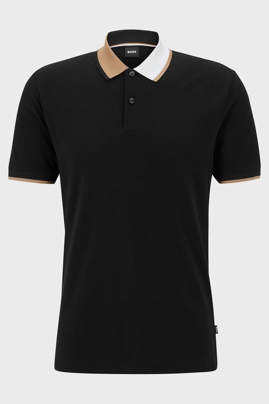 BOSS BOSS Erkek regular fit Kısa Kollu logolu polo Yaka Siyah Polo Yaka T-Shirt 50488275-001