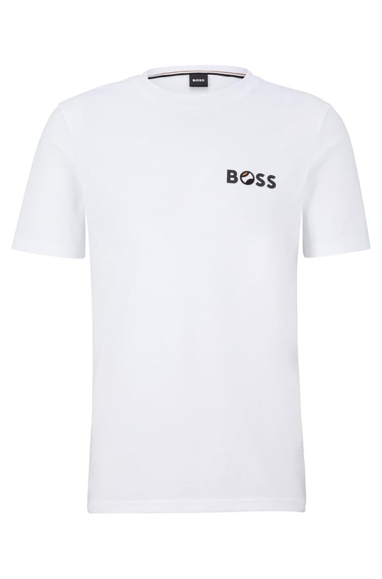 BOSS BOSS Erkek regular fit Kısa Kollu Düz Bisiklet Yaka Beyaz T-Shirt 50489420-100