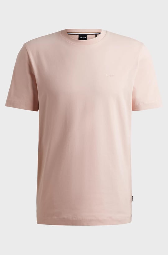 BOSS BOSS Erkek regular fit Kısa Kollu Düz Bisiklet Yaka Pudra T-Shirt 50468347-682