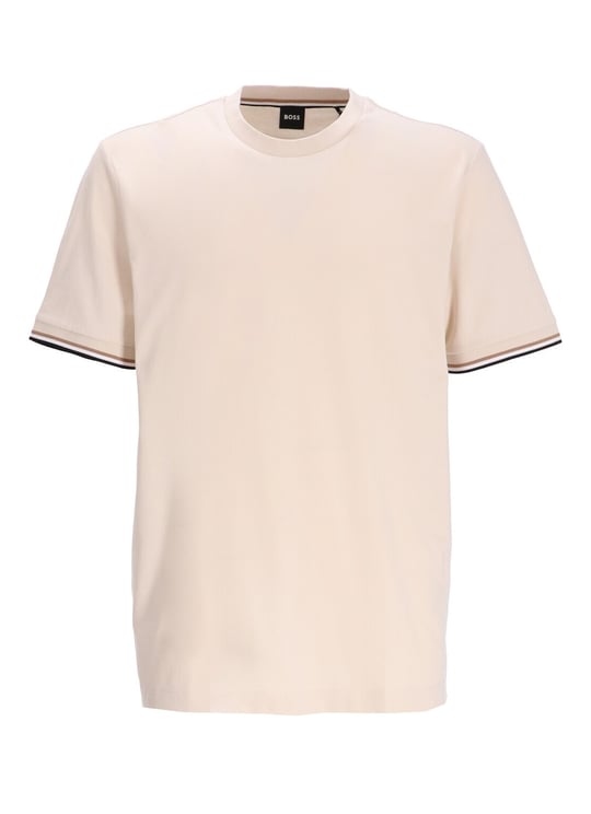 BOSS  BOSS Erkek regular fit Kısa Kollu Düz Bisiklet Yaka Bej T-Shirt 50501097-131