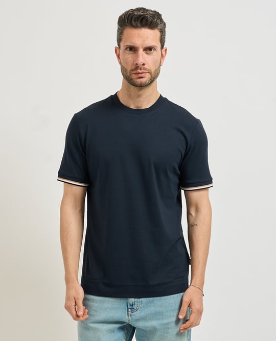 BOSS  BOSS Erkek regular fit Kısa Kollu Düz Bisiklet Yaka Lacivert T-Shirt 50501097-404