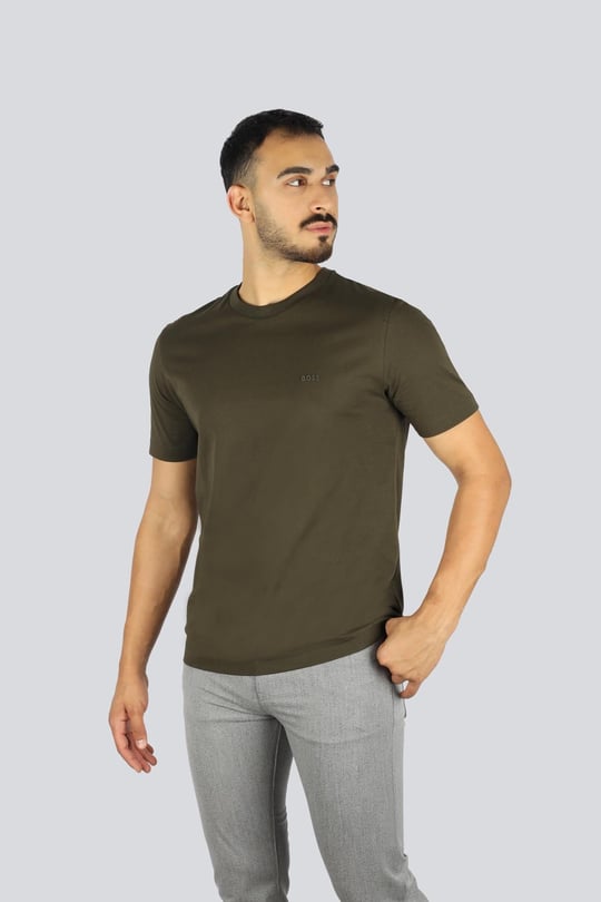 BOSS  BOSS Erkek regular fit Kısa Kollu Düz Bisiklet Yaka Yeşil 2 T-Shirt 50468347-342