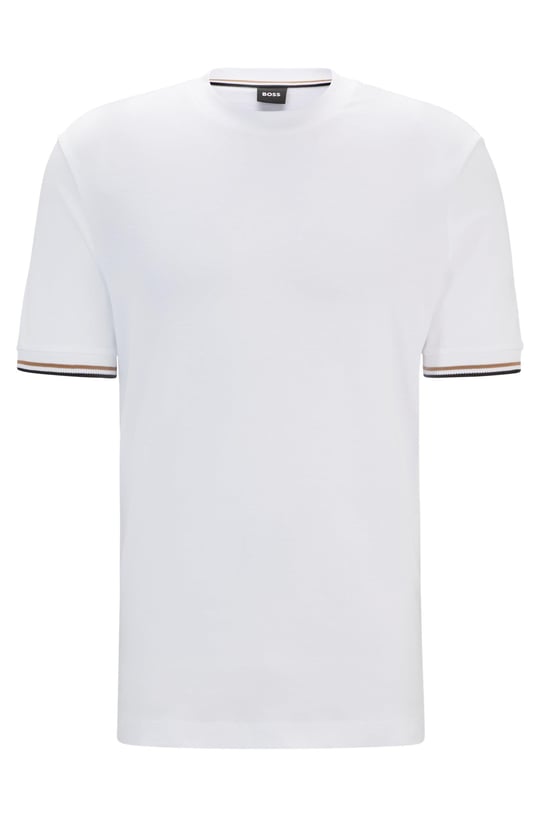 BOSS BOSS Erkek regular fit Kısa Kollu Düz Bisiklet Yaka Beyaz T-Shirt 50501097-100