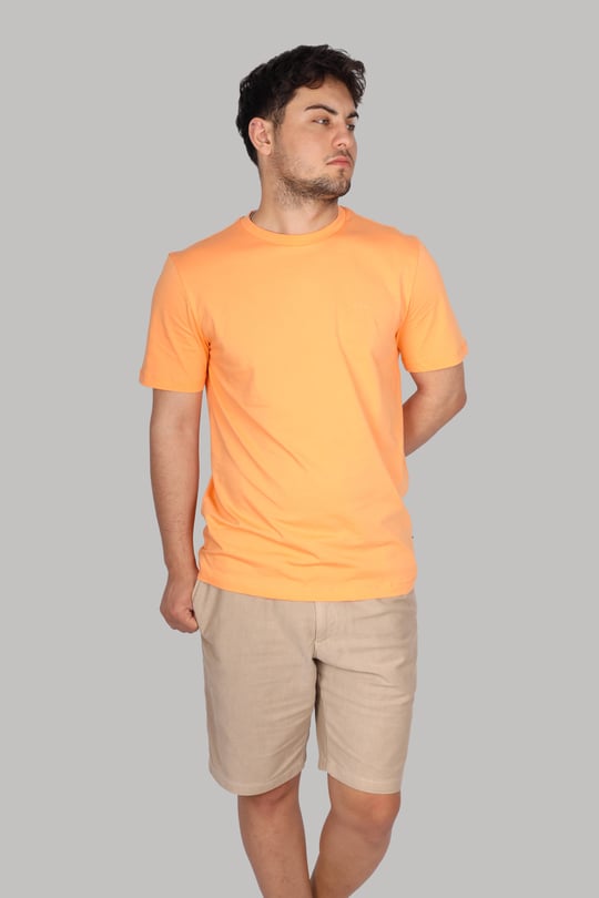 BOSS BOSS Erkek regular fit Kısa Kollu Düz Bisiklet Yaka Turuncu T-Shirt 50468347-813