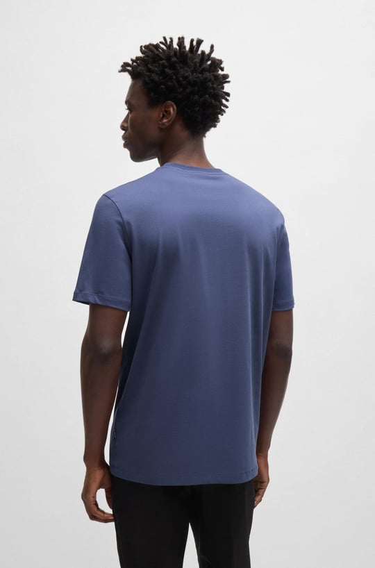 BOSS BOSS Erkek regular fit Kısa Kollu Düz Bisiklet Yaka Lacivert T-Shirt 50468347-412