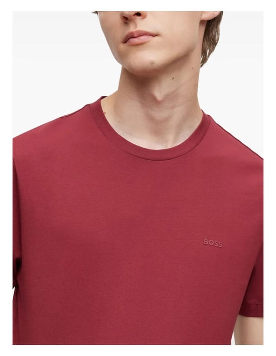 BOSS  BOSS Erkek regular fit Kısa Kollu Düz Bisiklet Yaka Kırmızı T-Shirt 50468347-602