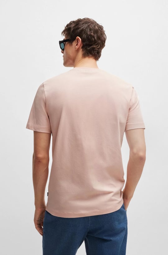 BOSS BOSS Erkek regular fit Kısa Kollu Düz Bisiklet Yaka Pudra T-Shirt 50468347-682