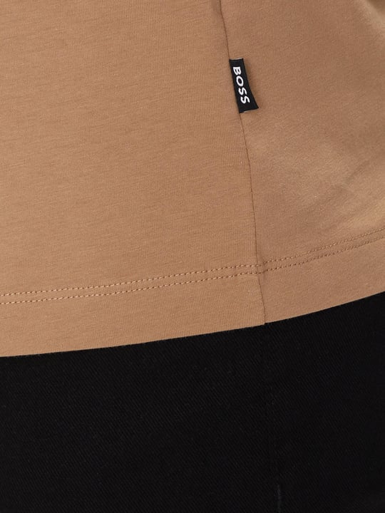 BOSS BOSS Erkek regular fit Kısa Kollu Düz Bisiklet Yaka Bej T-Shirt 50468347-282