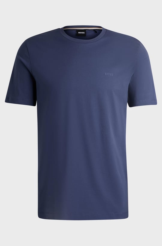 BOSS BOSS Erkek regular fit Kısa Kollu Düz Bisiklet Yaka Lacivert T-Shirt 50468347-412