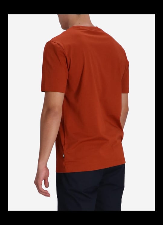 BOSS BOSS Erkek regular fit Kısa Kollu Düz Bisiklet Yaka Koyu Kırmızı T-Shirt 50468347-806