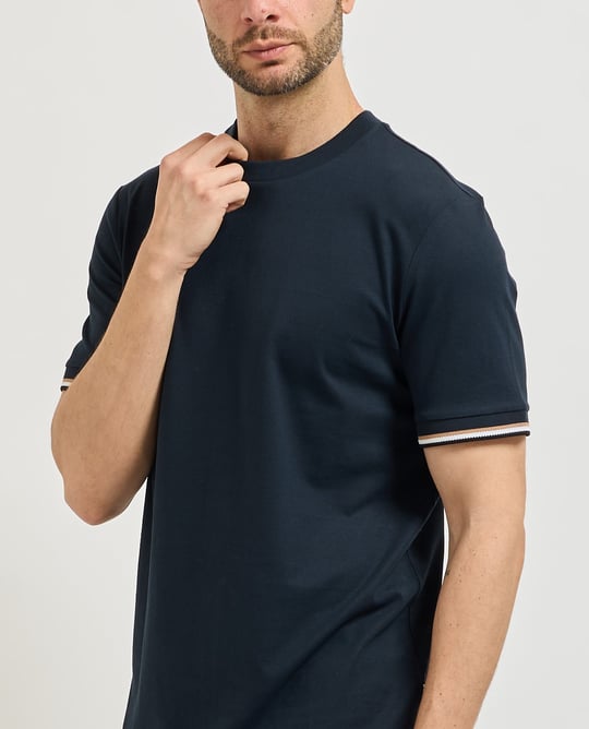 BOSS  BOSS Erkek regular fit Kısa Kollu Düz Bisiklet Yaka Lacivert T-Shirt 50501097-404