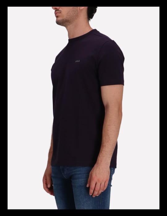 BOSS  BOSS Erkek regular fit Kısa Kollu Düz Bisiklet Yaka Mor T-Shirt 50506373-517
