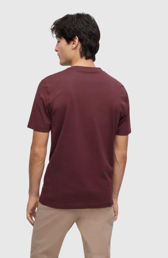 BOSS BOSS Erkek regular fit Kısa Kollu Düz Bisiklet Yaka Bordo T-Shirt 50486211-601