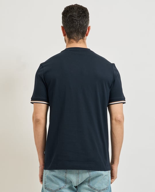 BOSS  BOSS Erkek regular fit Kısa Kollu Düz Bisiklet Yaka Lacivert T-Shirt 50501097-404