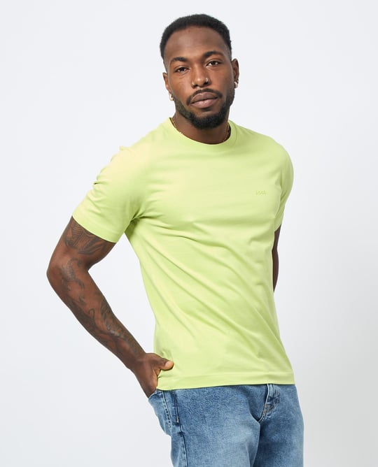BOSS BOSS Erkek regular fit Kısa Kollu Düz Bisiklet Yaka Açık Yeşil T-Shirt 50468347-331
