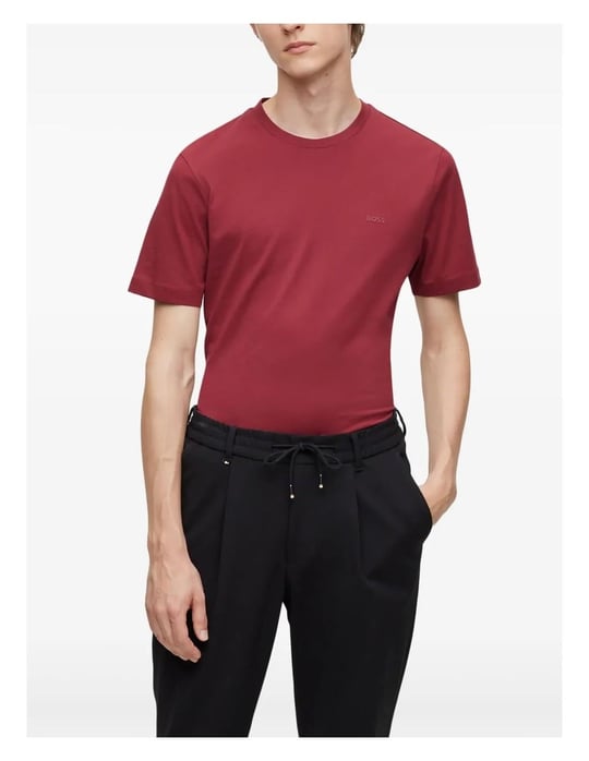 BOSS  BOSS Erkek regular fit Kısa Kollu Düz Bisiklet Yaka Kırmızı T-Shirt 50468347-602