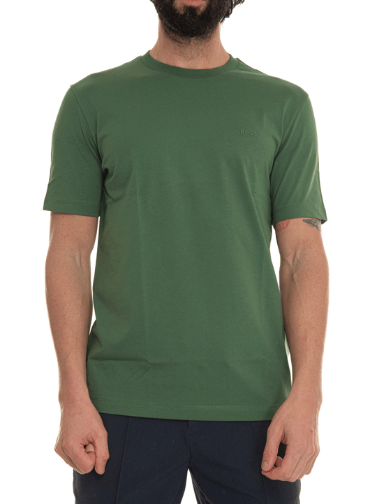BOSS  BOSS Erkek regular fit Kısa Kollu Düz Bisiklet Yaka Yeşil T-Shirt 50468347-348