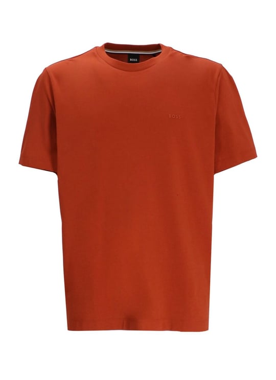 BOSS BOSS Erkek regular fit Kısa Kollu Düz Bisiklet Yaka Koyu Kırmızı T-Shirt 50468347-806