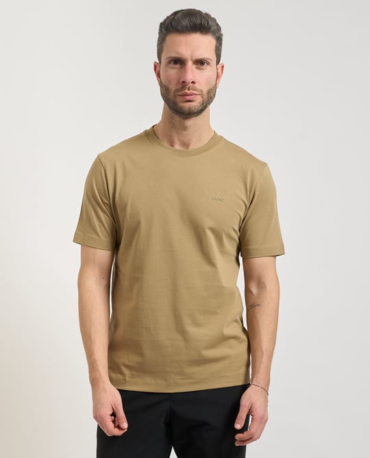 BOSS  BOSS Erkek regular fit Kısa Kollu Düz Bisiklet Yaka Açık Kahve T-Shirt 50468347-252