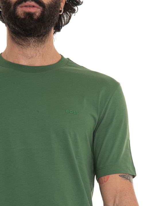 BOSS  BOSS Erkek regular fit Kısa Kollu Düz Bisiklet Yaka Yeşil T-Shirt 50468347-348