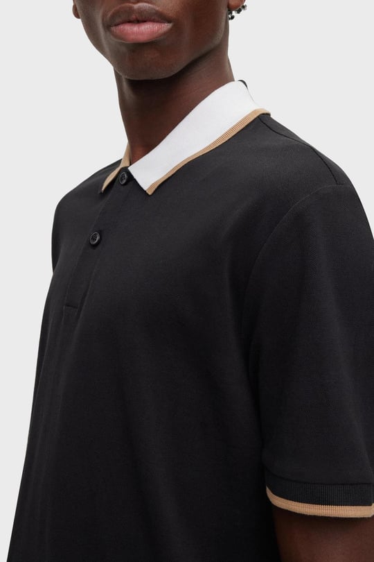 BOSS BOSS Erkek regular fit Kısa Kollu logolu polo Yaka Siyah Polo Yaka T-Shirt 50488275-001
