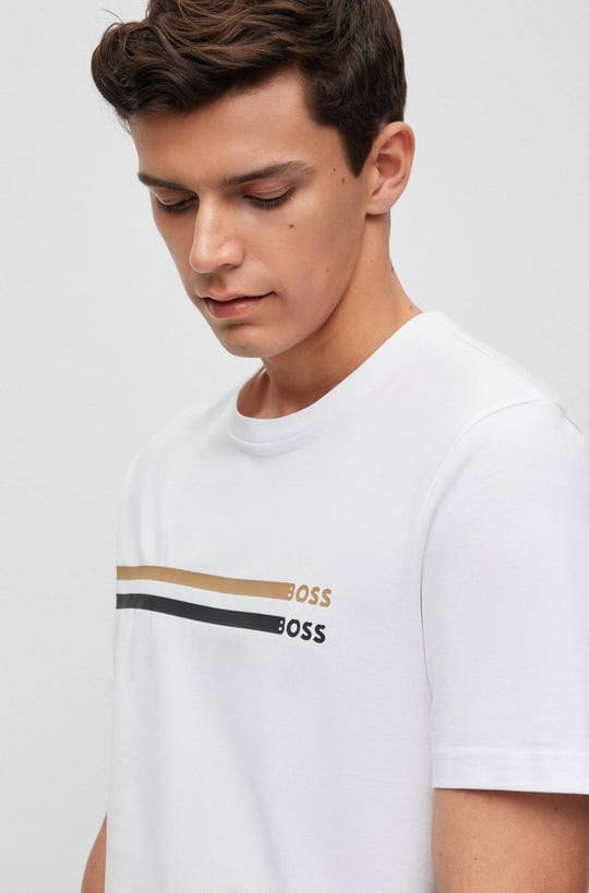 BOSS BOSS Erkek regular fit Kısa Kollu Düz Bisiklet Yaka Beyaz T-Shirt 50486211-100