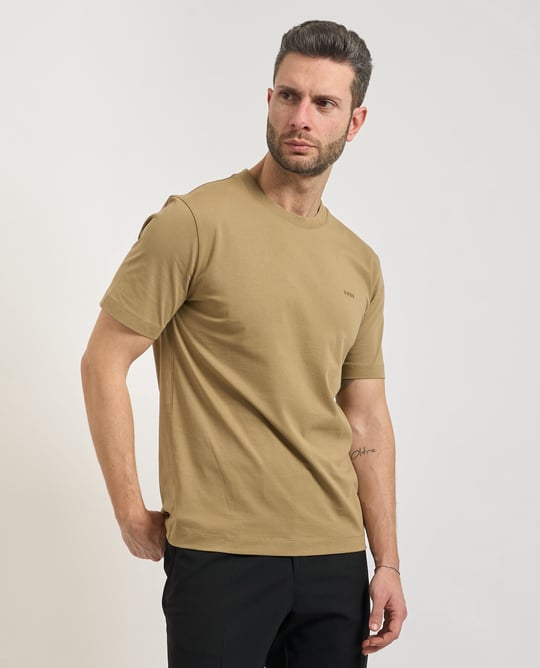 BOSS  BOSS Erkek regular fit Kısa Kollu Düz Bisiklet Yaka Açık Kahve T-Shirt 50468347-252