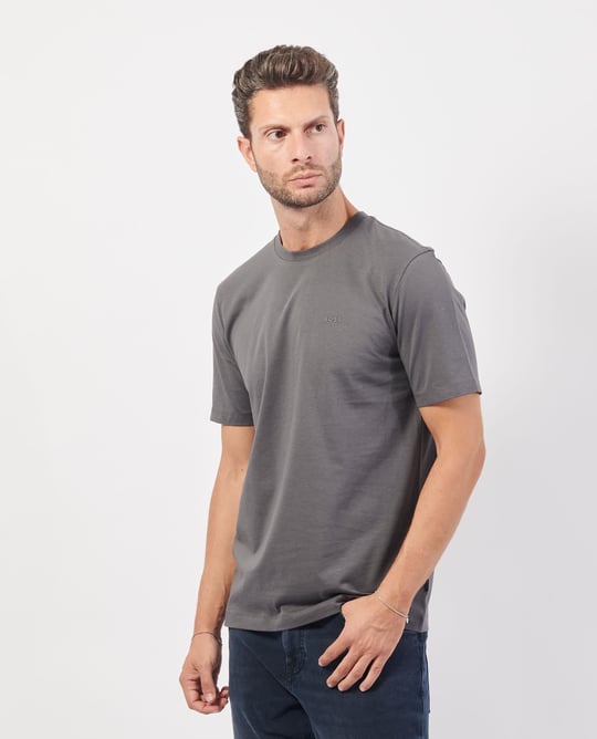 BOSS BOSS Erkek regular fit Kısa Kollu Düz Bisiklet Yaka Gri T-Shirt 50468347-032
