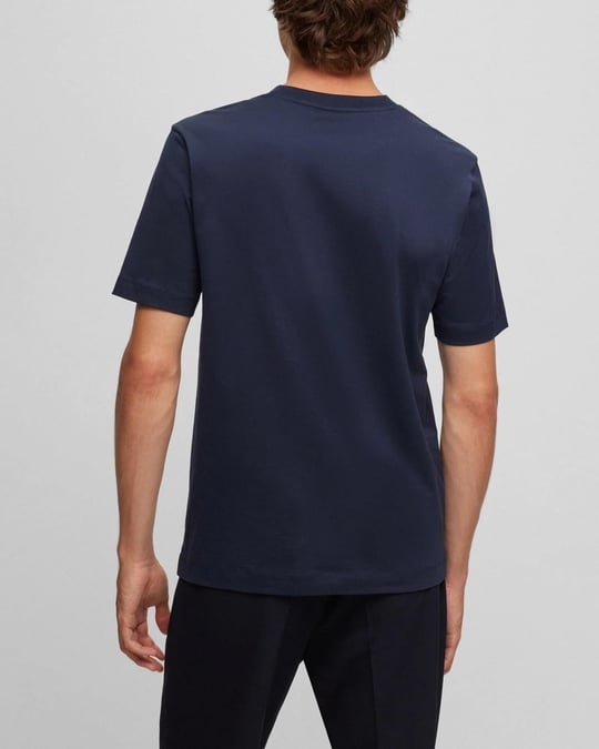 BOSS BOSS Erkek regular fit Kısa Kollu Düz Bisiklet Yaka Lacivert T-Shirt 50468347-404