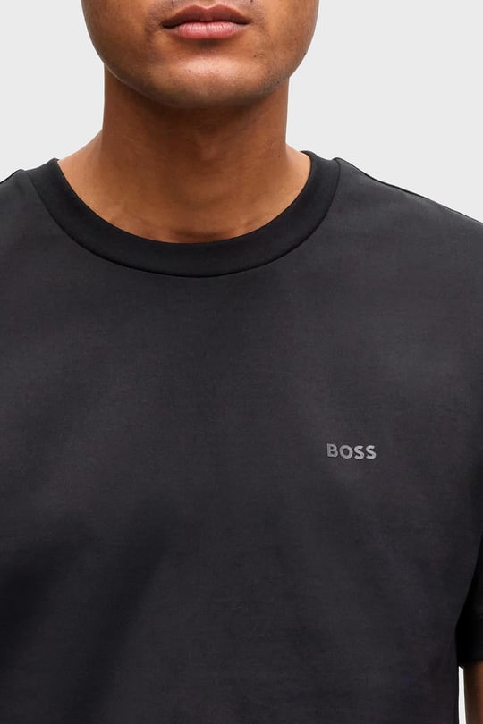 BOSS BOSS Erkek regular fit Kısa Kollu Düz Bisiklet Yaka Siyah T-Shirt 50468347-001