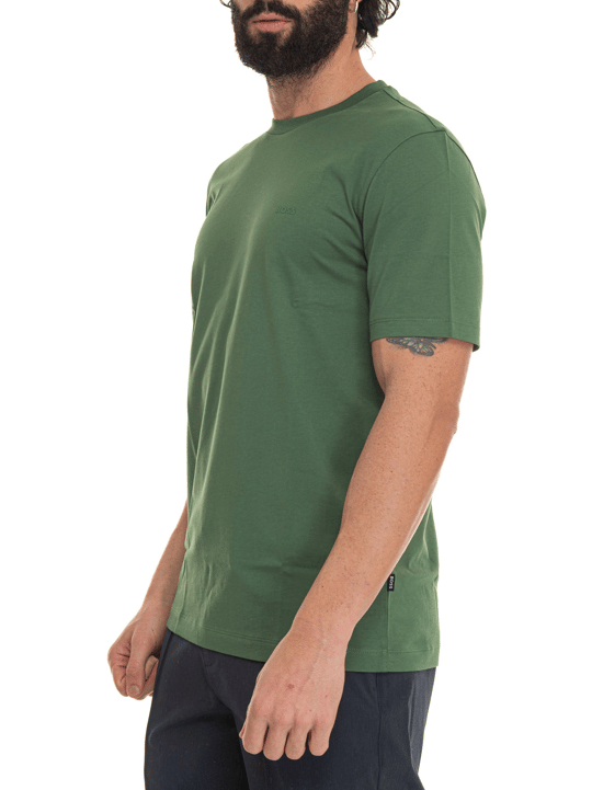 BOSS  BOSS Erkek regular fit Kısa Kollu Düz Bisiklet Yaka Yeşil T-Shirt 50468347-348