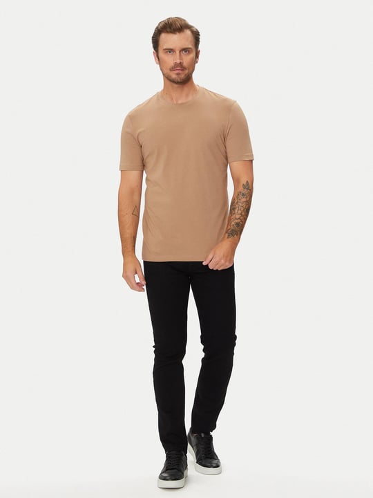 BOSS BOSS Erkek regular fit Kısa Kollu Düz Bisiklet Yaka Bej T-Shirt 50468347-282