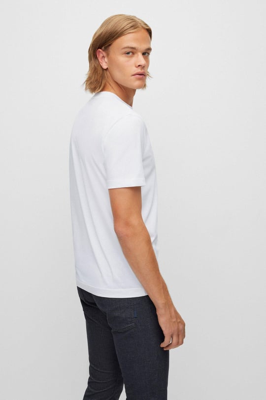 BOSS BOSS Erkek regular fit Kısa Kollu Düz Bisiklet Yaka Beyaz T-Shirt 50468347-100