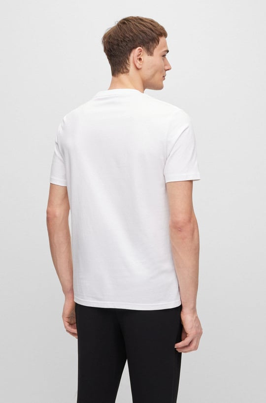 BOSS BOSS Erkek regular fit Kısa Kollu Düz Bisiklet Yaka Beyaz T-Shirt 50489420-100