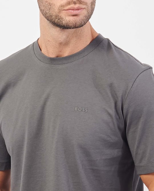 BOSS BOSS Erkek regular fit Kısa Kollu Düz Bisiklet Yaka Gri T-Shirt 50468347-032