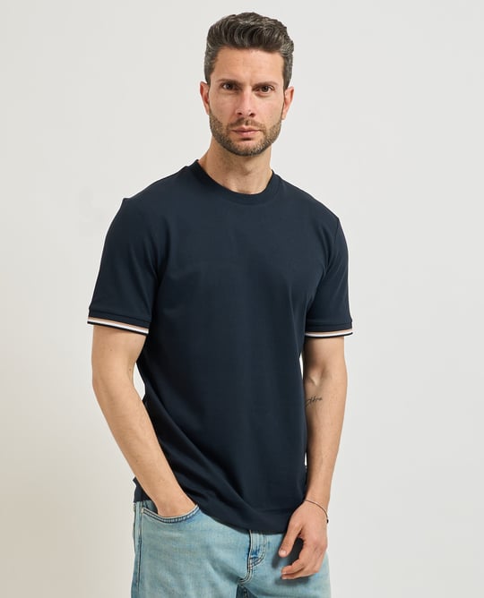BOSS  BOSS Erkek regular fit Kısa Kollu Düz Bisiklet Yaka Lacivert T-Shirt 50501097-404