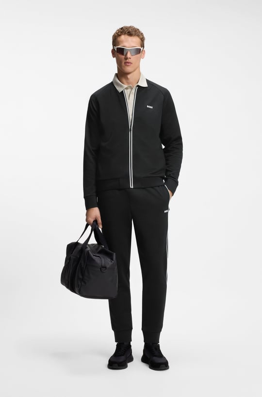 BOSS  BOSS Erkek Regular Fit Normal Bel Daralan Paça Pamuklu Siyah Eşofman Altı 50566815-001