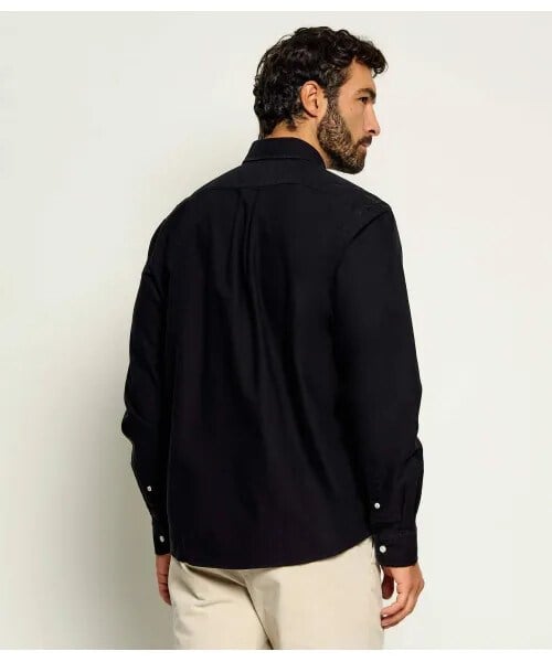BOSS  BOSS Erkek Regular Fit Pamuklu Oxford Düğmeli Yaka Parça Boyalı Monogram İşlemeli Siyah Gömlek 50567015-001