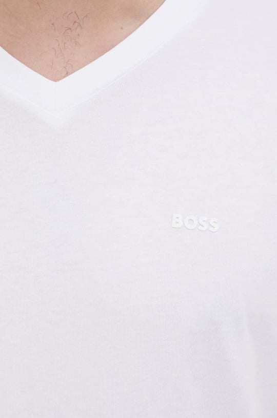 BOSS BOSS Erkek Regular Fit Pamuklu V Yaka Kısa Kollu Beyaz T-Shirt 50468348-100