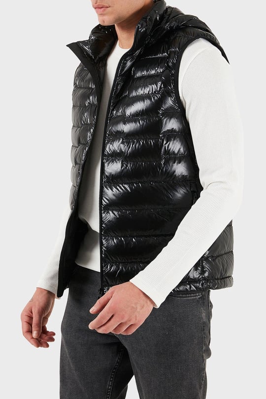 BOSS  BOSS Erkek Regular Fit Parlak Kapitone Desenli Kapüşonlu Siyah Yelek 50548848-001