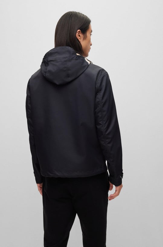BOSS BOSS Erkek Regular Fit Uzun Kollu Düz Kapuşonlu Yaka Siyah Mont 50483919-001