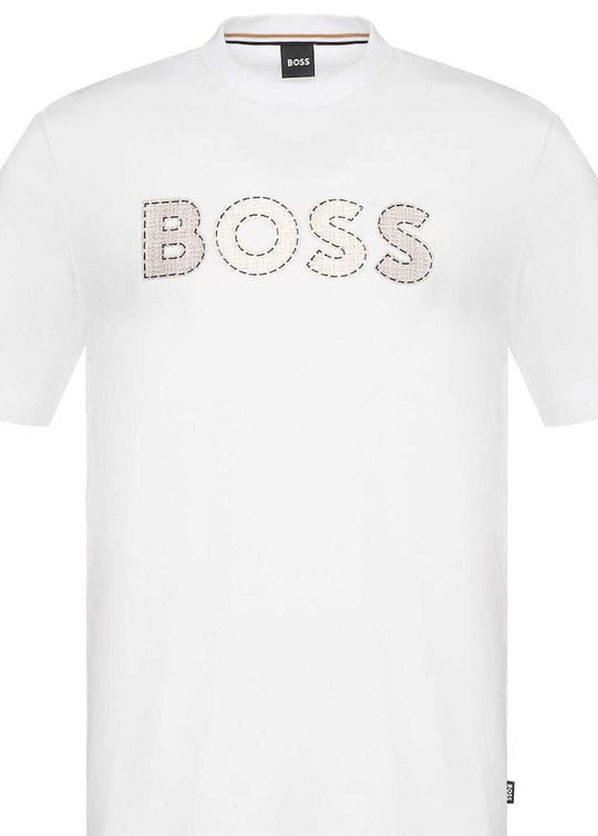 BOSS  BOSS Erkek Regular Fit Yuvarlak Yakalı Logo Detaylı Pamuklu Kısa Kollu Beyaz T-Shirt 50565630-100