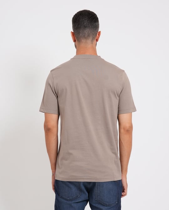 BOSS  BOSS Erkek Regular Fit Yuvarlak Yakalı Pamuklu Kısa Kollu Bej T-Shirt 50553652-334